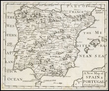 Patrick Gordon, ‘A new map of Spain and Portugal, from the latest observations’, 1722