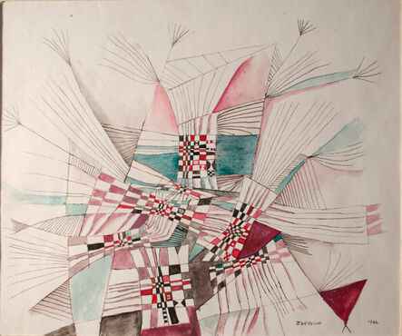 José Gurvich, ‘Composición con triángulos y dameros verdes y bordeaux’, 1966