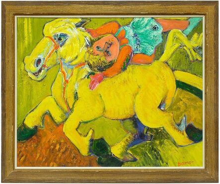 Hubert Damon, ‘Equestrian Circus Act, Large Bold Expressionist Oil Painting’, Late 20th Century