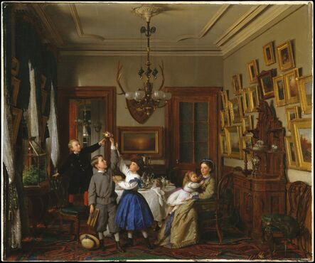 Seymour Joseph Guy, ‘The Contest for the Bouquet: The Family of Robert Gordon in Their New York Dining-Room’, 1866