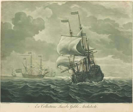 Elisha Kirkall after Willem van de Velde the Elder, ‘Shipping Scene from the Collection of Jacob Gibbs’, 1720s