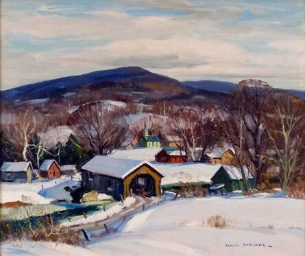 Camillo Adriani, ‘Winter Village with Covered Bridge’, ca. 1940