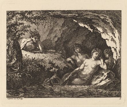 Salomon Gessner, ‘Three Sleeping Sprites with a Satyr’, 1769