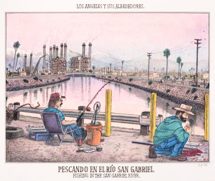 Sandow Birk, ‘Fishing in the San Gabriel River’, 2020