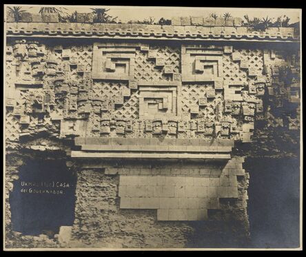 Claude Joseph Désiré Charnay, ‘[Governor's Palace (Uxmal, Mexico): detail of facade frieze]’, 1882