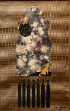 Paloma Picasso, ‘Original Paloma Picasso Vintage Paper and Foil Collage Painting Cat’, 20th century