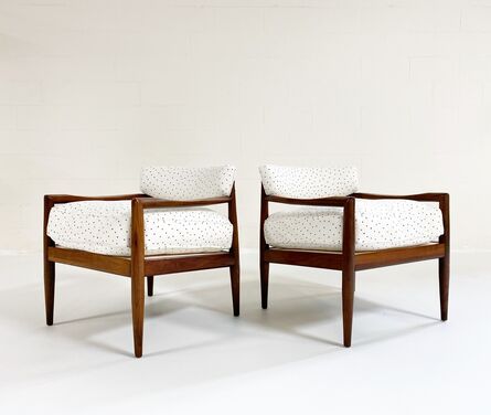Adrian Pearsall, ‘Model 834-C Lounge Chairs in Rose Uniacke Linen, pair’, mid 20th century