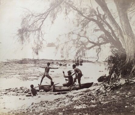 Charles Georges Spitz, ‘Tahitien pêchant au harpon dans les reifs à Afaahiti’, 1889