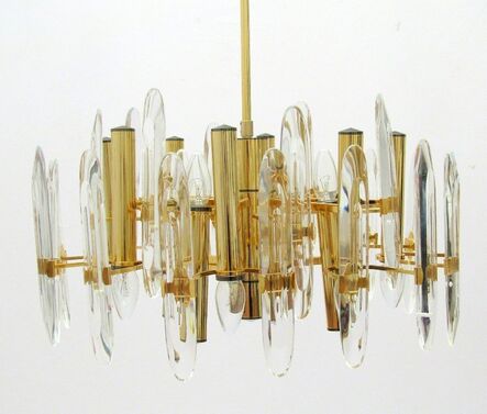 Gaetano Sciolari, ‘A twelve-light brass and crystal chandelier’, c.1970