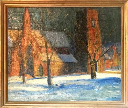 Walter Emerson Baum, ‘Winter Night Scene of Church’, 1940s