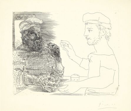 Pablo Picasso, ‘Deux Buveurs catalans, plate 12 from La Suite Vollard’, 1934