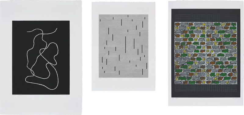 Anni Albers, ‘Connections’, 1925/1983, Print, The complete set of nine screenprints in colours, on Cartiere Miliani of Fabriano Umbria Italia and Fabriano Cotton papers, with full margins, with an introduction From the Line to the Texture by the publisher, the sheets loose (as issued) contained in the original paper-covered cardboard portfolio with printed title., Phillips