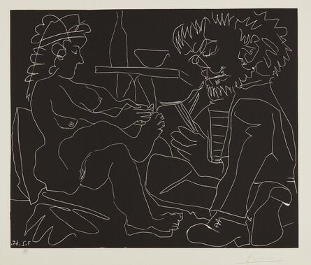 Pablo Picasso, ‘Peintre dessinant et modèle nu au chapeau (Painter Drawing a Nude Model in a Hat)’, 1965