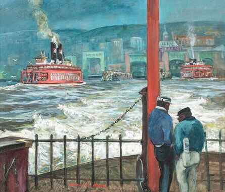 Cecil C. Bell, ‘Red Ferry, Leaving Staten Island #2’, 1960