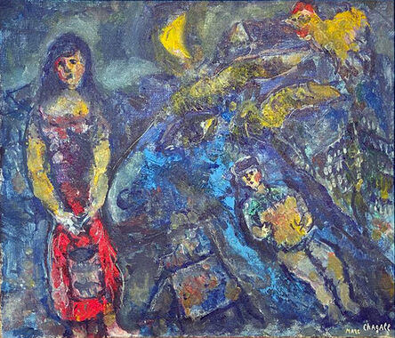 Marc Chagall, ‘Scene de Village à l’Animal Bleu’, 1968