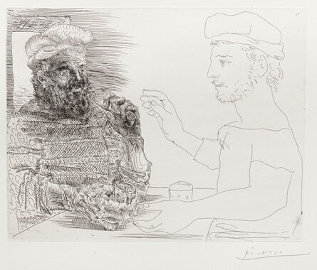 Pablo Picasso, ‘Deux Buveurs catalans, (plate 12 from La Suite Vollard)’, 1934