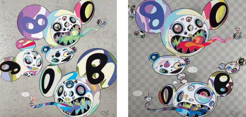 Takashi Murakami, ‘Spiral; and Parallel Universe’, 2014, Print, Two offset lithographs in colours, on smooth wove paper, the full sheets., Phillips