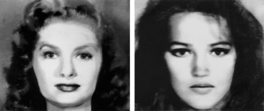 First and Second Beauty Composites (Left: Bette Davis, Audrey Hepburn, Grace Kelly, Sophia Loren, Marilyn Monroe. Right: Jane Fonda, Jacqueline Bisset, Diane Keaton, Brooke Shields, Meryl Streep)