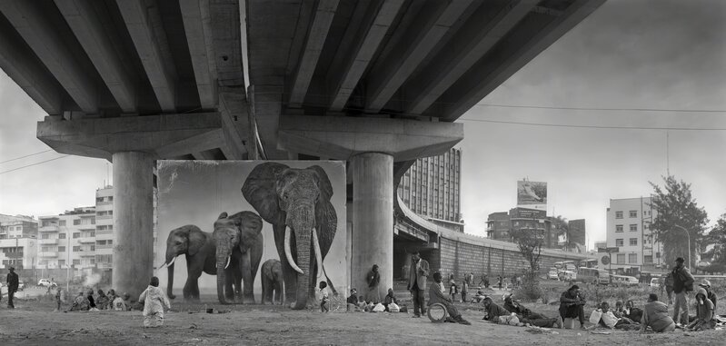 Nick Brandt, ‘Underpass with Elephants (Lean Back, Your Life is On Track)’, 2015, Photography, Archival pigment print, Edwynn Houk Gallery