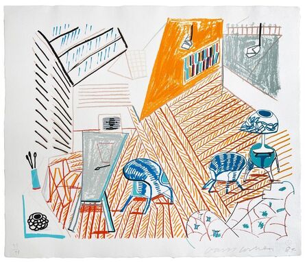 David Hockney, ‘Pembroke Studio with Blue Chairs & Lamp, from Moving Focus’, 1985