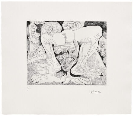 Pablo Picasso, ‘Femme acrobate au maquillage pailleté et spectateurs (Suite 347)’, 1968