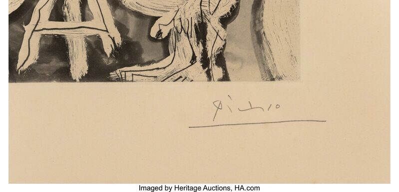 Pablo Picasso, ‘Peintre et modèle avec un spectateur’, 1965, Print, Aquatint and etching on paper, with full margins, Heritage Auctions