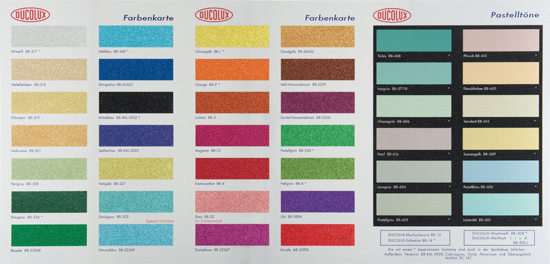 Damien Hirst, ‘Colour Chart (Glitter)’, 2017, Print, Screenprint with glitter on UV printed brushed aluminum panel, mounted to an aluminum strainer (as issued), the full sheet., Phillips