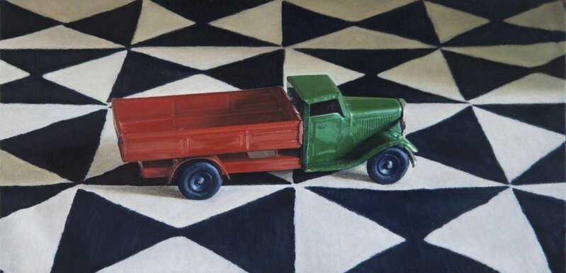 Lucy Mackenzie, ‘Toy Truck on a Printed Cloth’, 2012, Painting, Oil on board, Nancy Hoffman Gallery