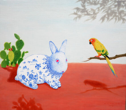 Woo-lim Lee, ‘A rabbit in blue and white glaze resin’, 2021