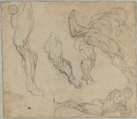 Jacopo Tintoretto, ‘Figures and Legs (verso)’, 1575/1580