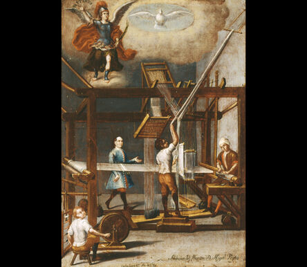 Carlos Lopez, ‘Inside of a Textile Mill with the Protective Presence of the Holy Spirit and Saint Michael the Archangel ’, 1740