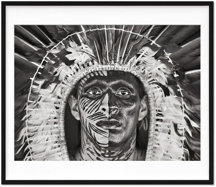 Sebastião Salgado, ‘Sebastião Salgado. Amazônia. Limited & Signed Black and White Fine Art Print (1-100) ‘Adão Yawanawá in a headdress of eagle feathers’’, 2017 (Book 2021)