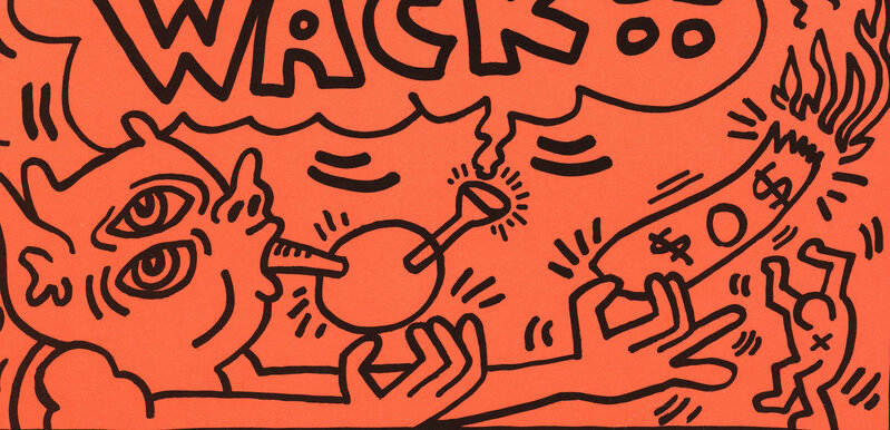 Keith Haring, ‘Rare original Keith Haring Vinyl Record Art (Keith Haring Crack Is Wack) ’, 1987, Mixed Media, Off-Set Lithograph on vinyl record cover, Lot 180 Gallery