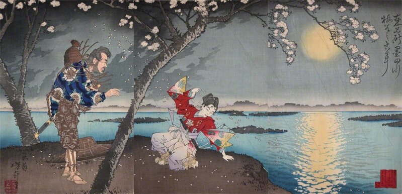 Tsukioka Yoshitoshi, ‘Tale of Umewaka at Sumida River’, 1883, Print, Woodblock Print, Ronin Gallery