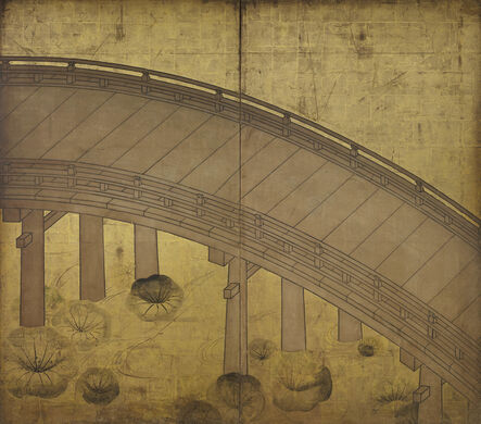 Unknown, Rimpa School, Japan, ‘A two-fold screen with the Uji River’, Japan 17th century Edo period
