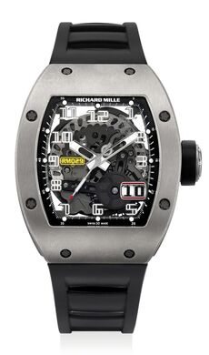 Richard Mille, ‘A highly attractive titanium skeletonized tonneau-shaped wristwatch with date, original warranty and presentation box’, Circa 2015