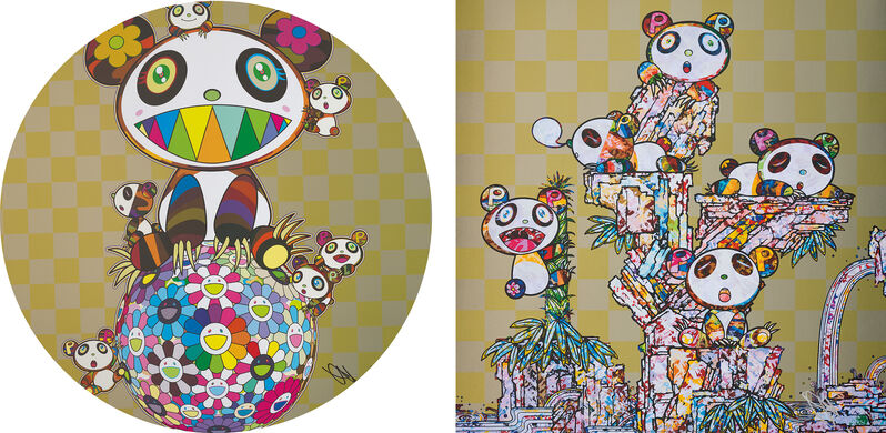 Takashi Murakami, ‘Panda, Panda Cubs and Flowerball; and Panda Cubs Panda Cubs’, 2019, Print, Two offset lithographs in colours, on smooth wove paper, the full sheets., Phillips