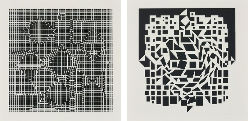Victor Vasarely, ‘Album cinétique NB (Kinetic Album)’, 1975, Print, The complete set of 9 screenprints in black and white, on wove paper, with full margins, with title page and justification, the sheets loose (as issued) contained in the original black fabric covered portfolio., Phillips