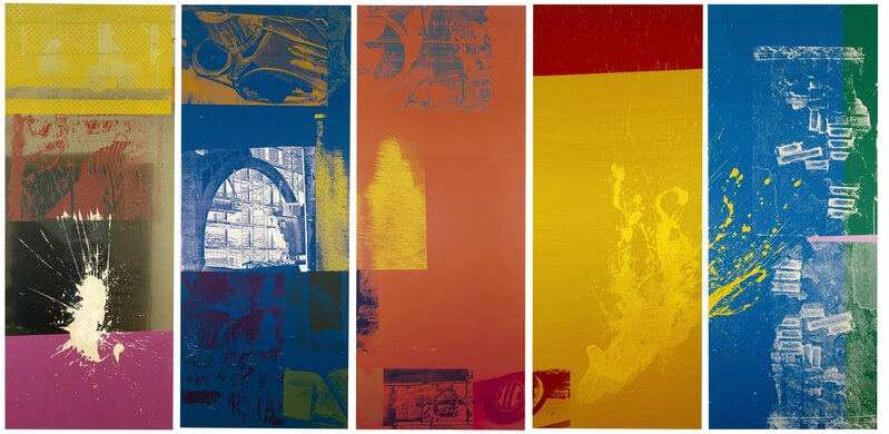Robert Rauschenberg, ‘The 1/4 Mile or 2 Furlong Piece’, 1981-1998, Mixed Media, 116: Silkscreened ink and acrylic on anodized mirrored aluminum, 117 to 120: Silkscreened ink and acrylic on enameled aluminum, UCCA