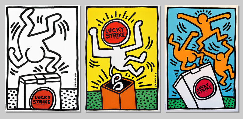 Keith Haring, ‘Lucky Strike (I, II & III)’, 1987, Print, A full set of three screenprints in colours on wove paper, Tate Ward Auctions