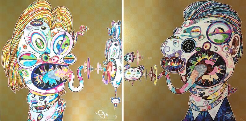 Takashi Murakami, ‘Homage to Francis Bacon (Study of Isabel Rawsthorne and George Dyer)’, 2016, Print, Offset lithorgaph and cold stamp on paper, Hang-Up Gallery