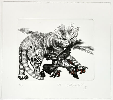 Colin Self, ‘Cat with Red Claws and a Bird’, 2009