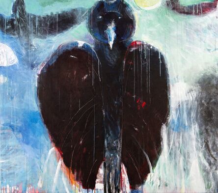 Rick Rivet, ‘Nocturnal Being No 13 - raven, animal spirit, figurative, acrylic on canvas’, 2021