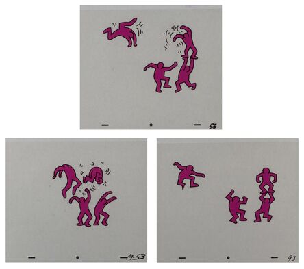 After Keith Haring, ‘Sesame Street Breakdancers Animation Cell(Purple)’, 1987