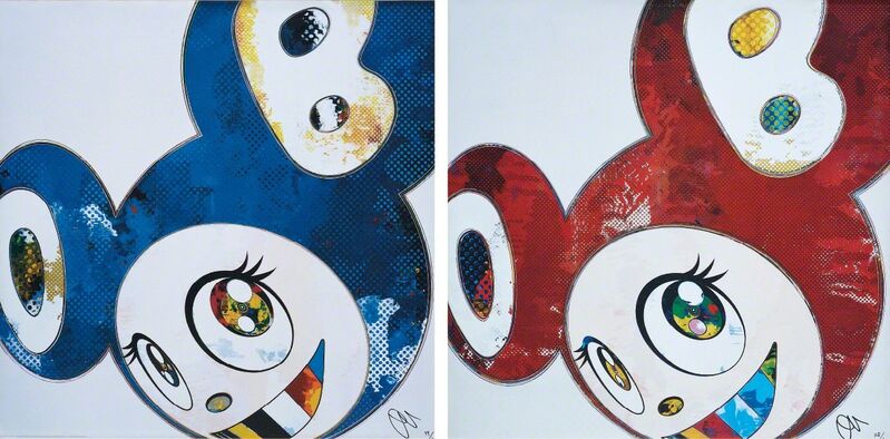 Takashi Murakami, ‘And Then x 6 (Blue: The Polke Method); and And Then x 6 (Red Dots: The Superflat Method)’, 2012-13, Print, Two offset lithographs in colours, on smooth wove paper, the full sheets., Phillips