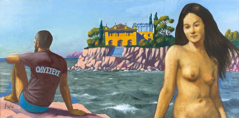 Sergio Ceccotti, ‘Odysseus e Calypso’, 1974, Painting, Oli on canvas, Bertolami Fine Arts