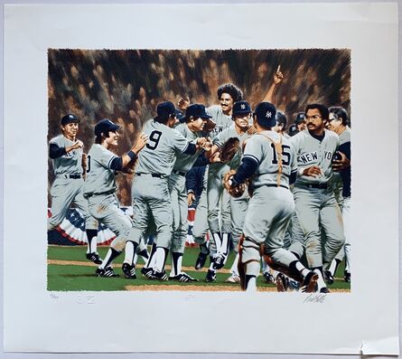 Paul Calle, ‘Reggie Jackson & the New York Yankees (World Series 2)’, 1979