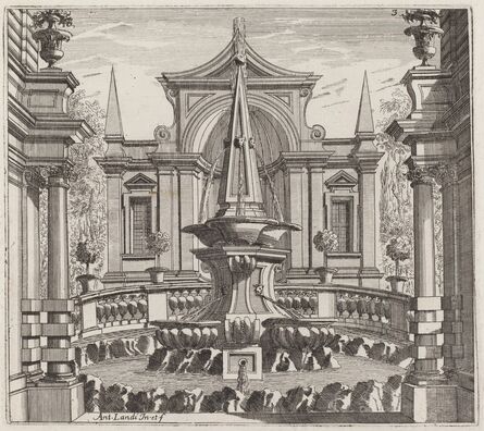 Giuseppe Antonio Landi, ‘Fantastic Garden with a Fountain and a Garden Pavilion’, before 1753