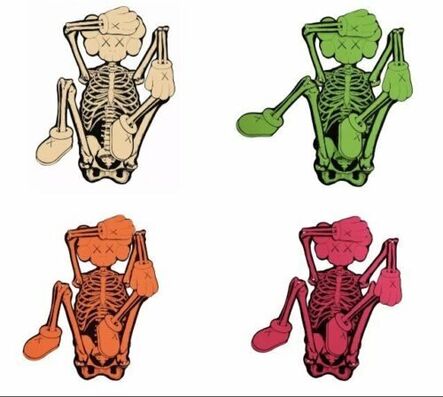 KAWS, ‘KAWS Halloween Set Of Four Skeleton Sculptures Bone Orange Green Orange Street Art’, 2021