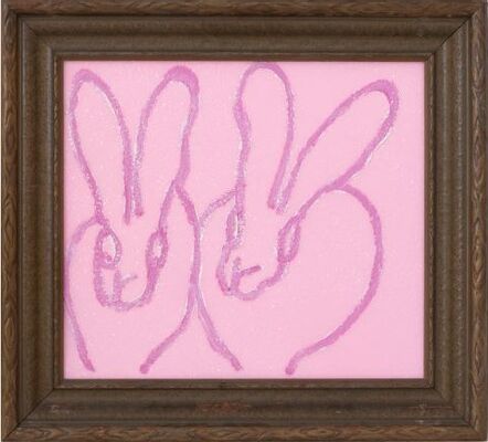 Hunt Slonem, ‘Untitled,Two Pink Bunnies on Diamond Dust Background’, 2019